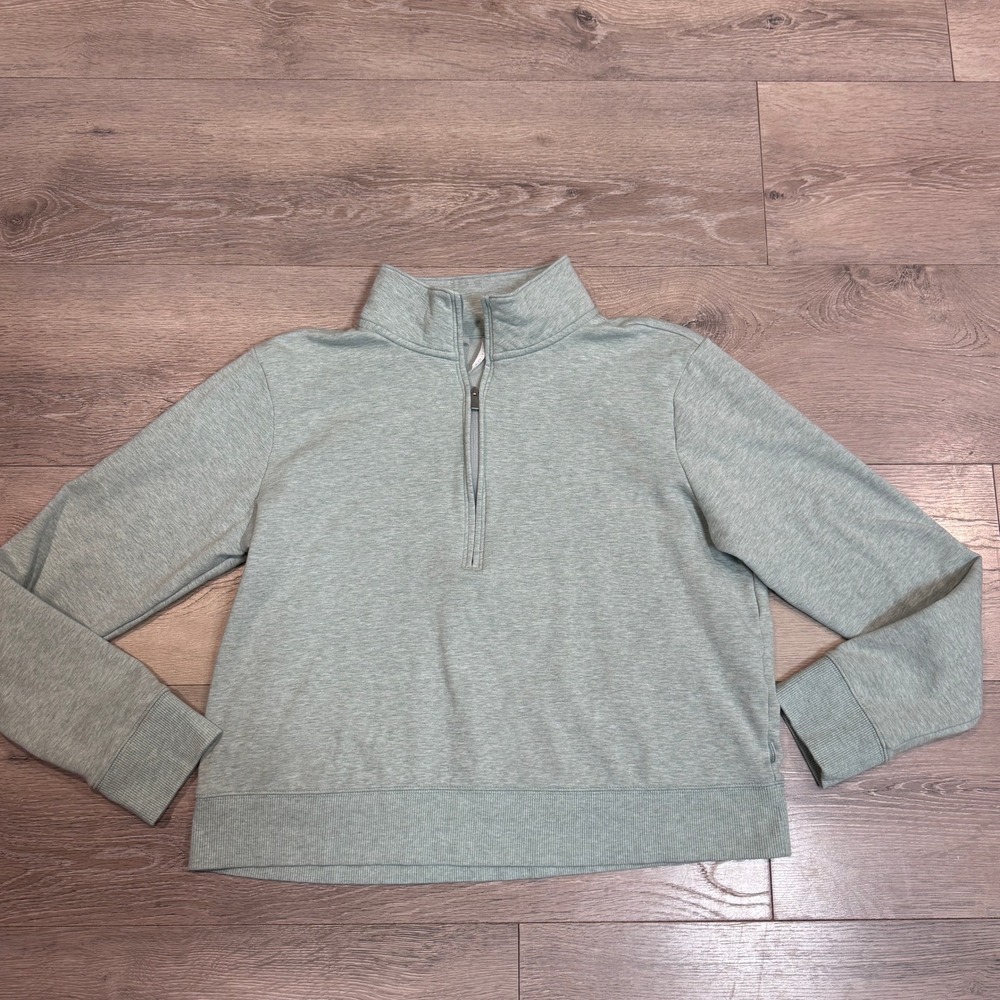 TravisMathew Cloud Fleece 1/4 Zip Pullover Sage Green Heathered Sweatshirt Large
